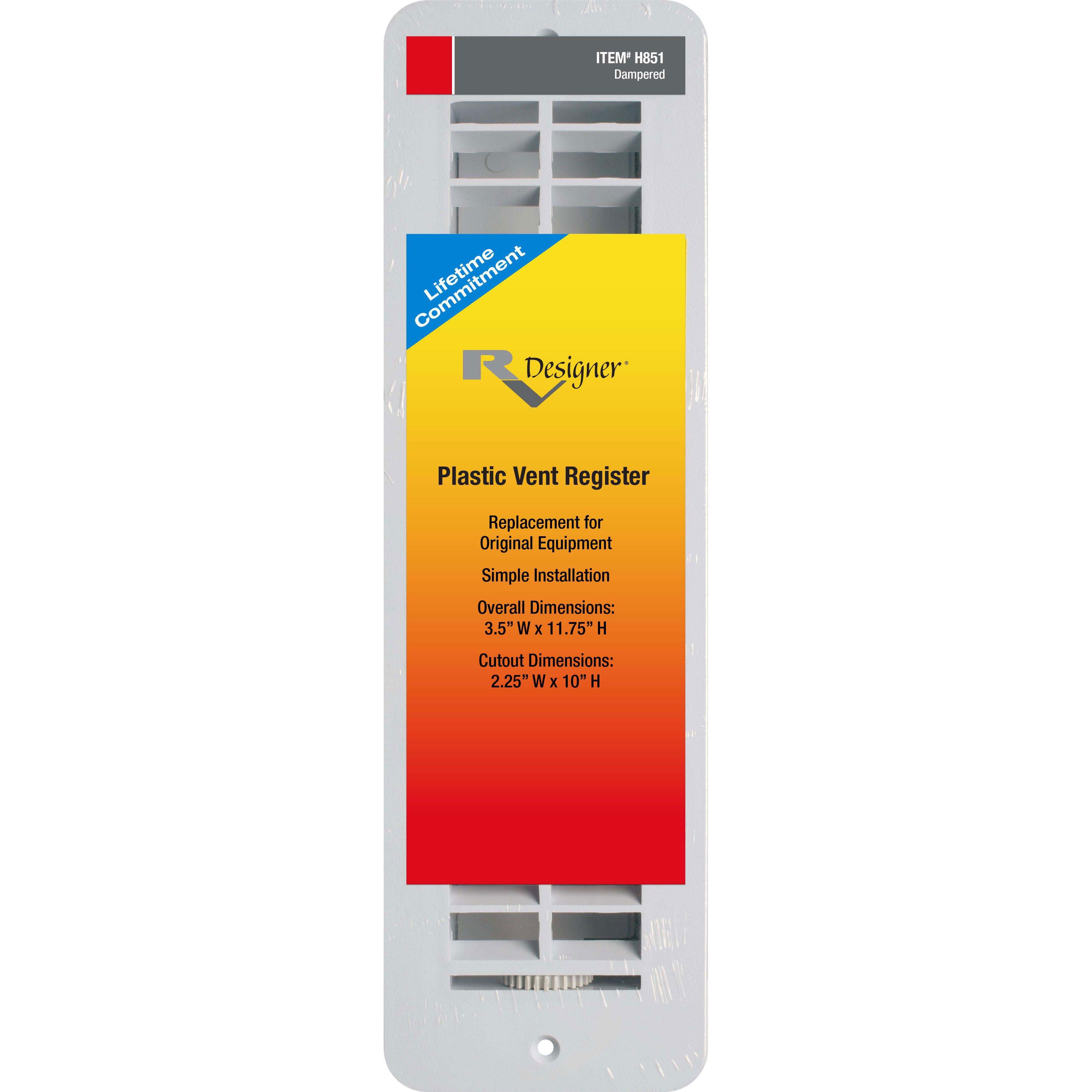 Vent Register, Plastic, Damp 2.25"x10"